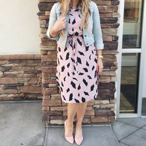 Ann Taylor LOFT dusty rose leaf dress